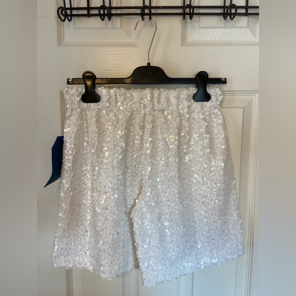 White Sequin Shorts NWT Sparkle Party Holiday